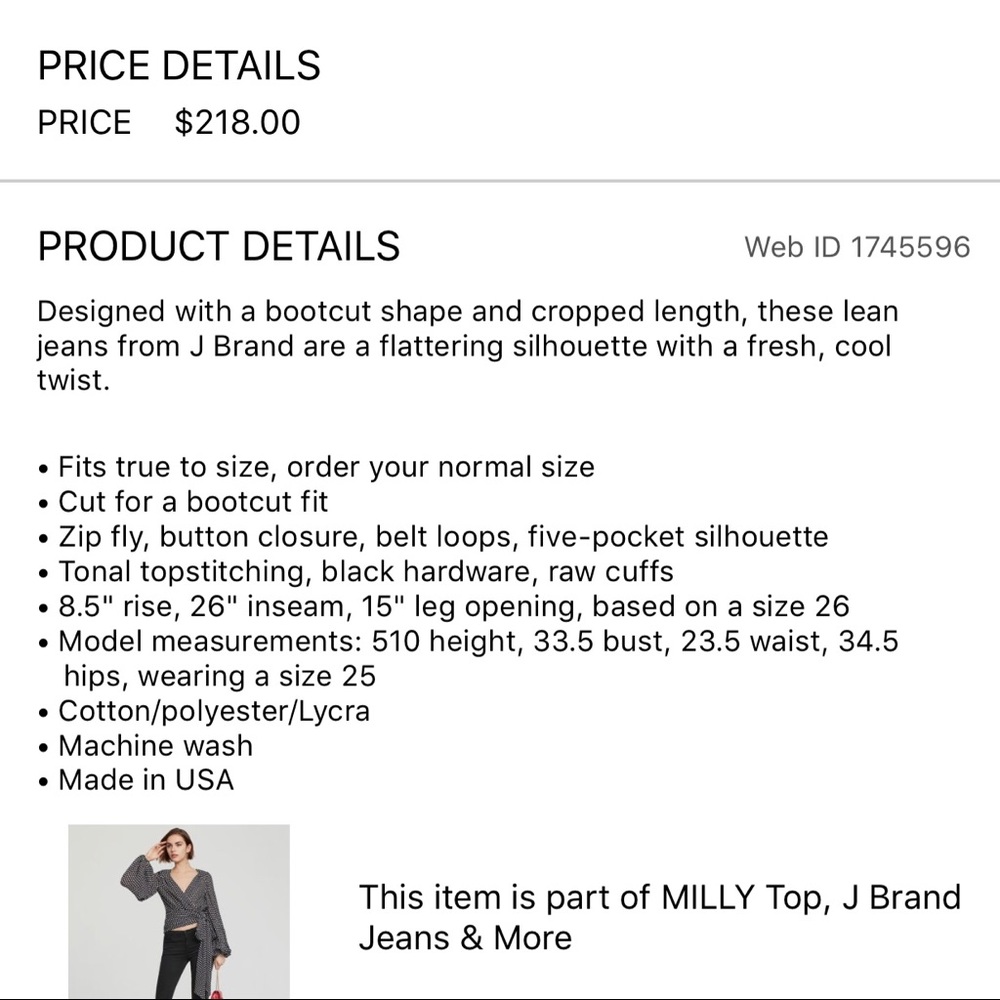 J-Brand Selena Mid-rise Crop, Worn Once, Sz 30 - Picture 6 of 7